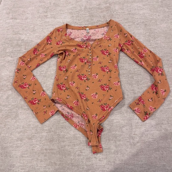 Dylan Thermal Printed Bodysuit Free People Color: Tan Combo - Picture 2 of 6